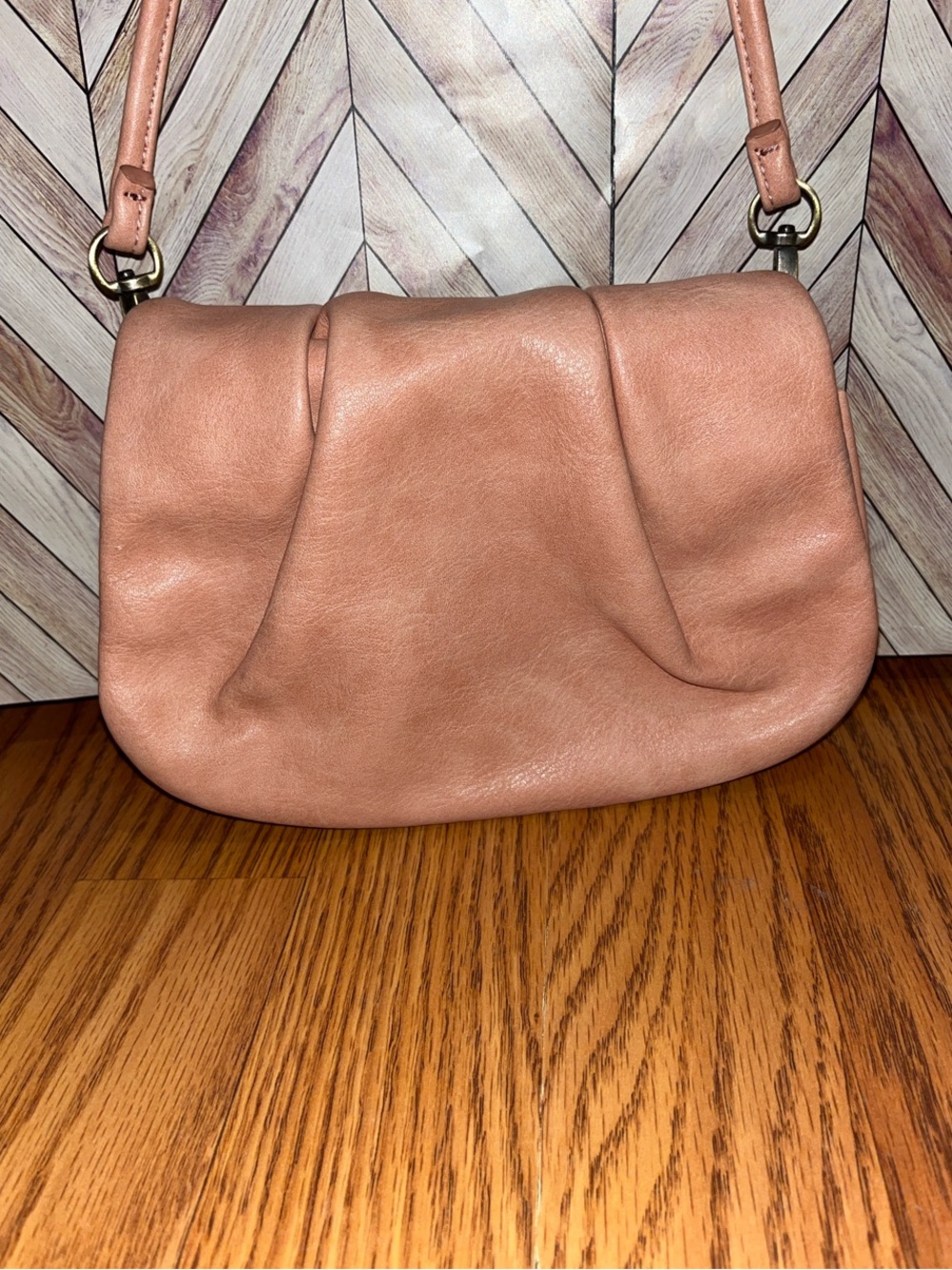 Anthropologie Soft faux Leather pink blush Shoulder crossbody bag purse